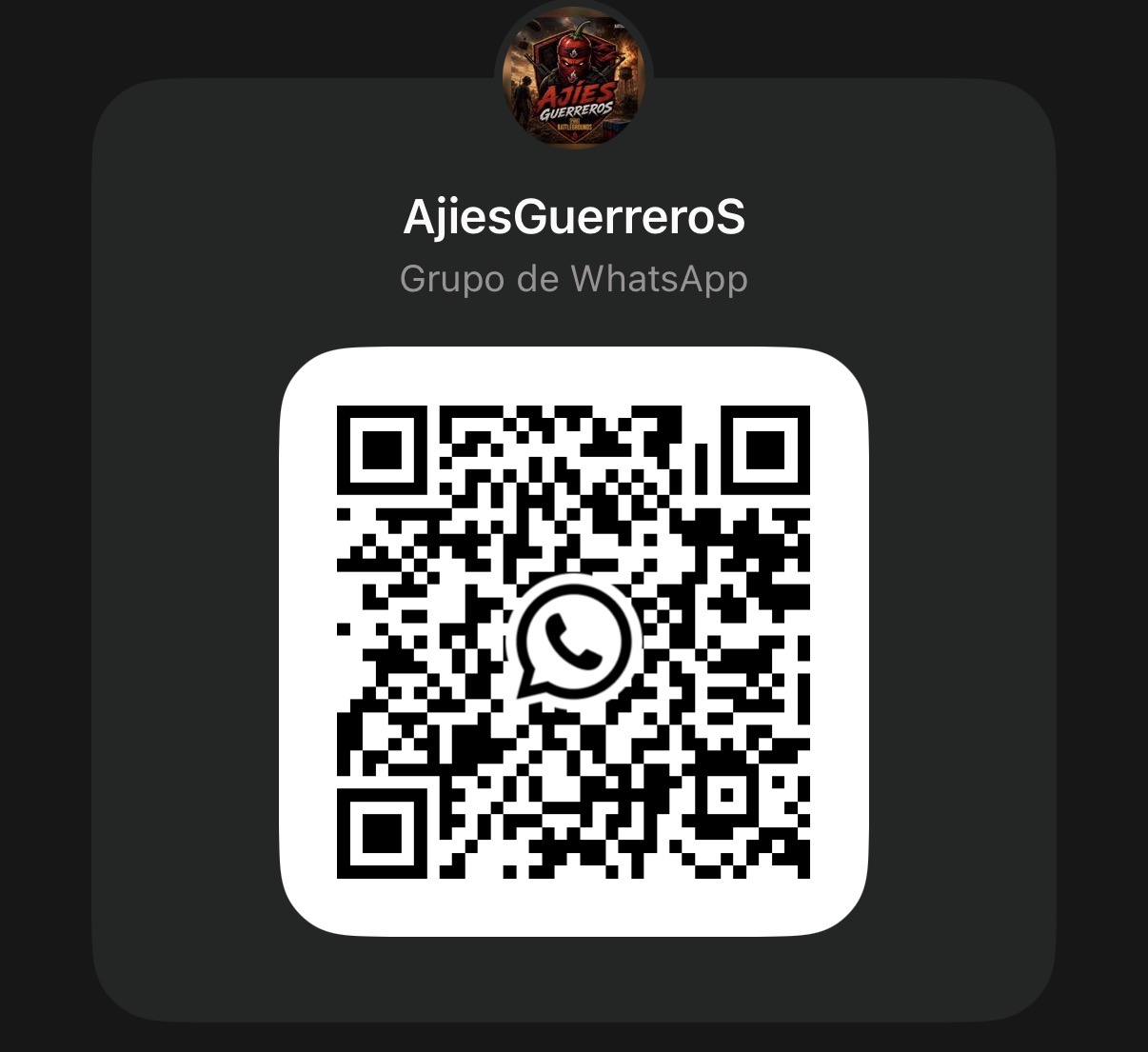 Código QR oficial del WhatsApp de AJÍESGUERREROS